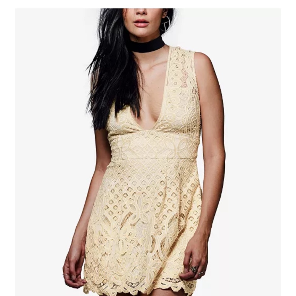 Free People One Million Lover Cream Lace Dress